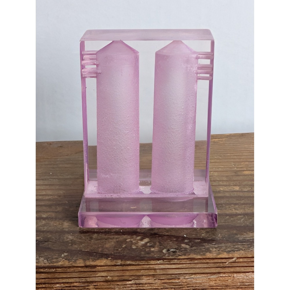 Vintage Pink Acrylic Salt & Pepper Shakers Set Modern Lucite – No Plugs